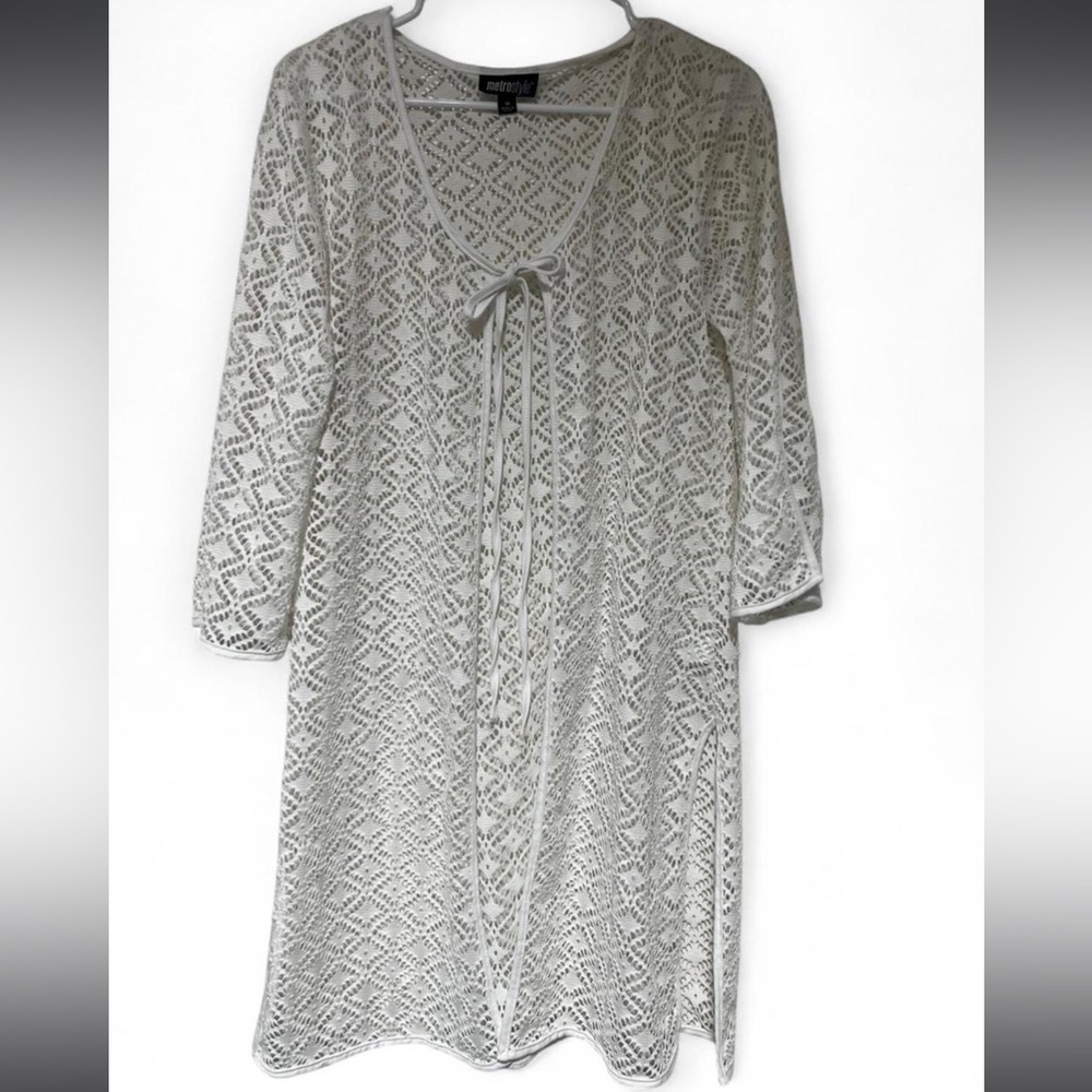metrostyle White Crochet Swim Coverup